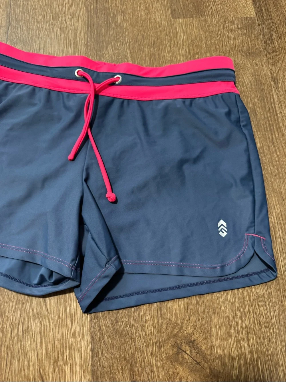 Free Country Women’s Swim Shorts Navy Pink with Drawstring Size Large